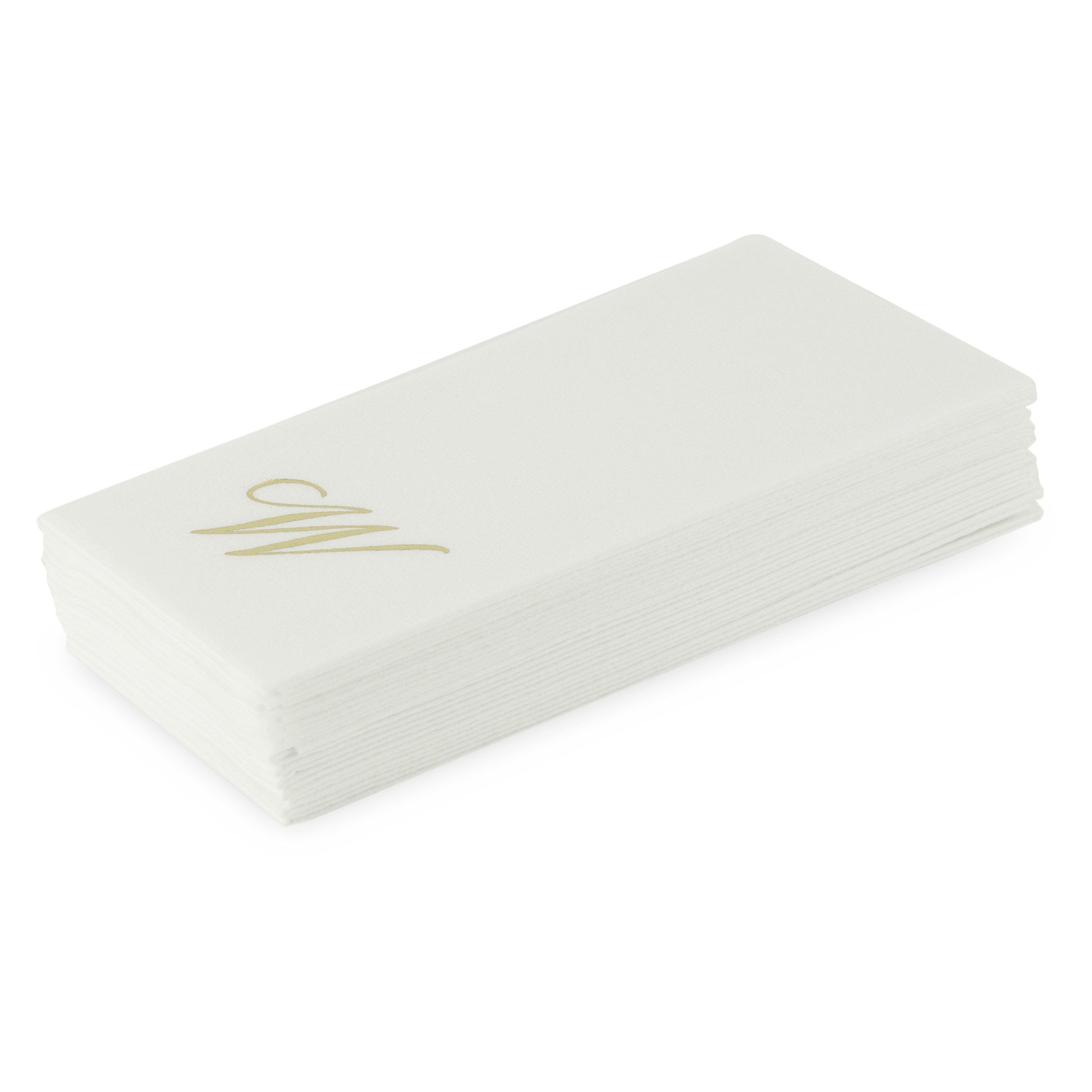 Customized guest towels that are made of paper that feels like fabric.