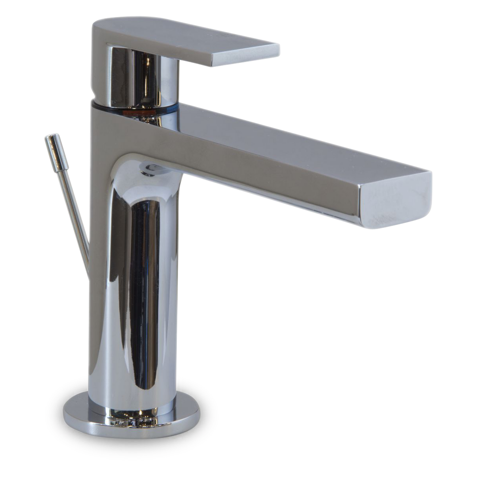 A single-hole basin faucet with one lever handle.