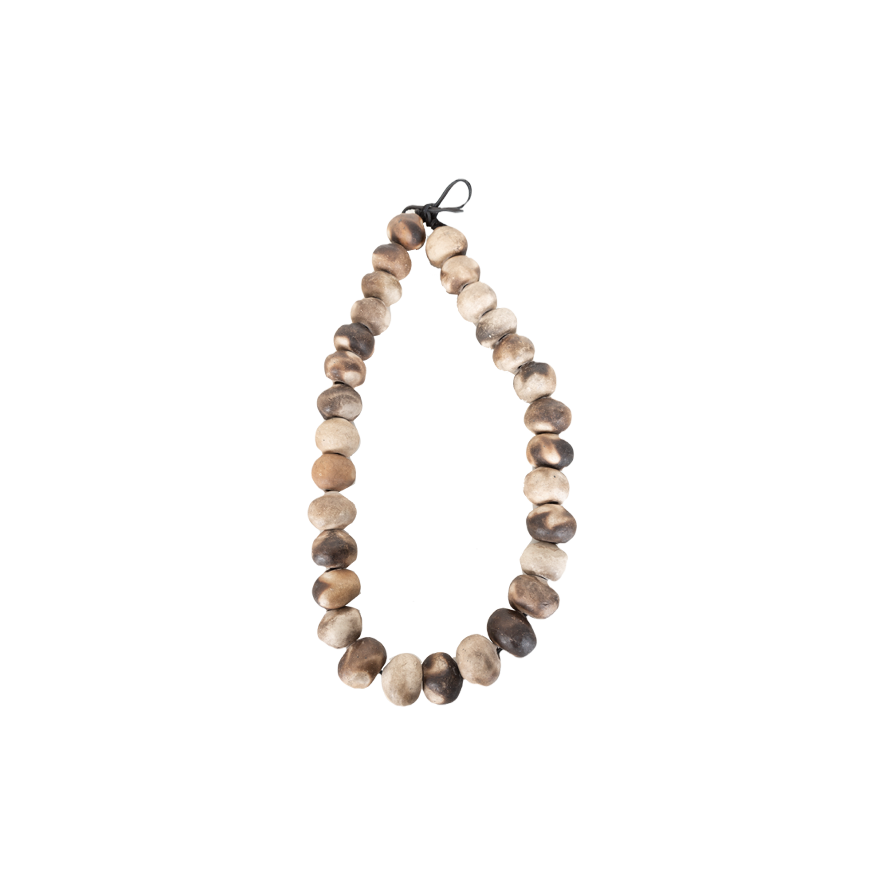 The Beaded Necklace is a beautiful piece that is handmade through a process that allows the ceramic beads to have unique natural colours and gradients.