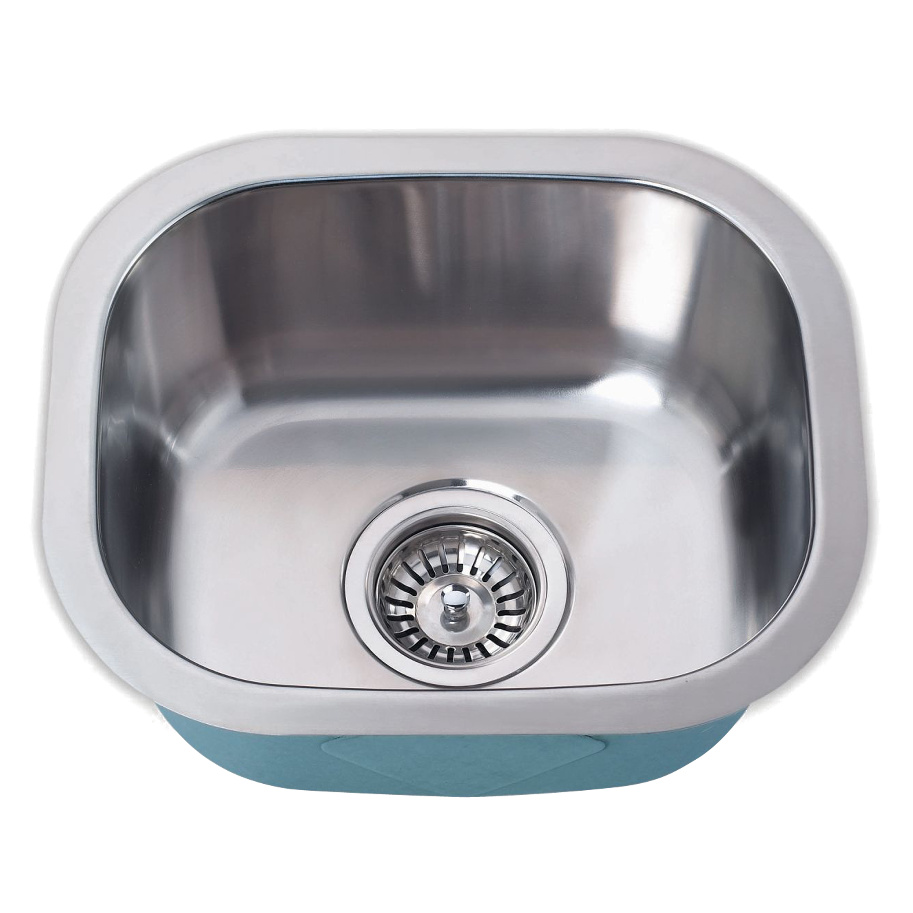 A seamless, contemporary, stainless steel kitchen sink for under mount application.