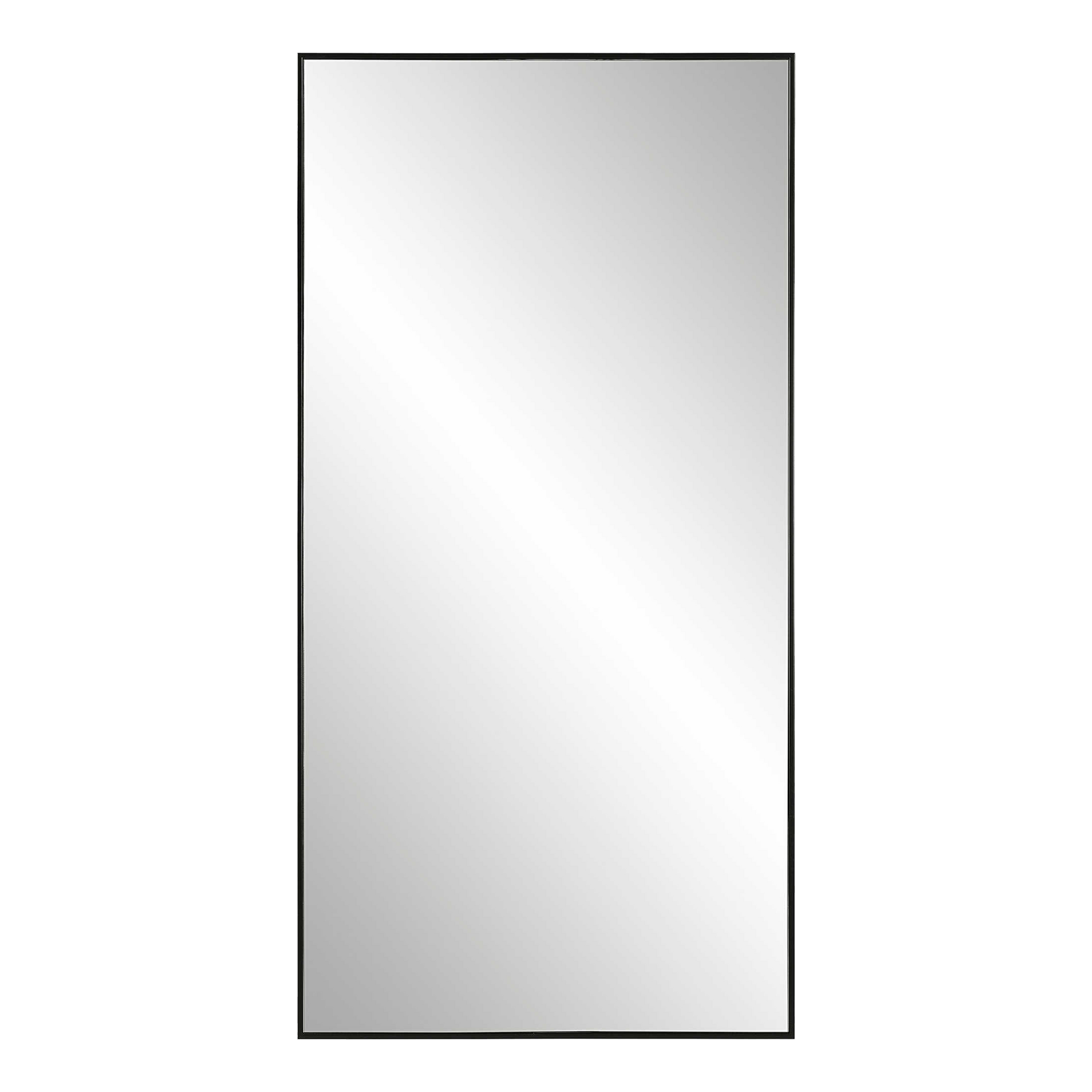 This Gallery Floor Mirror features a slim gallery-style steel frame finished in satin black.