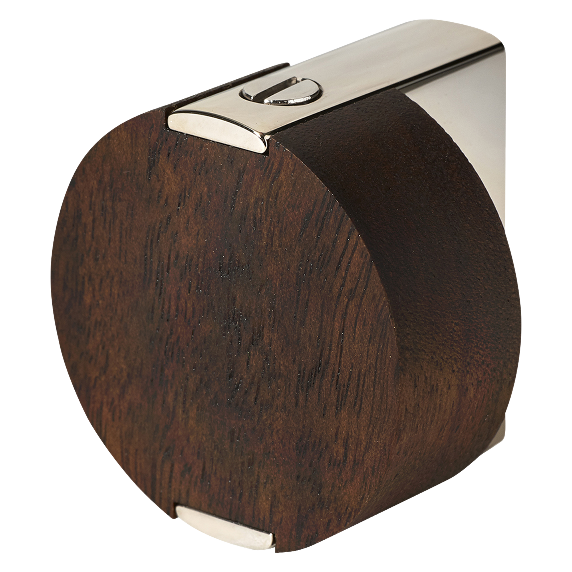 At home in the mountains, by the sea or in an urban loft, Muir's solid walnut pairs with hand-finished solid brass to create a modern, casual effect recalling vintage modern artist
