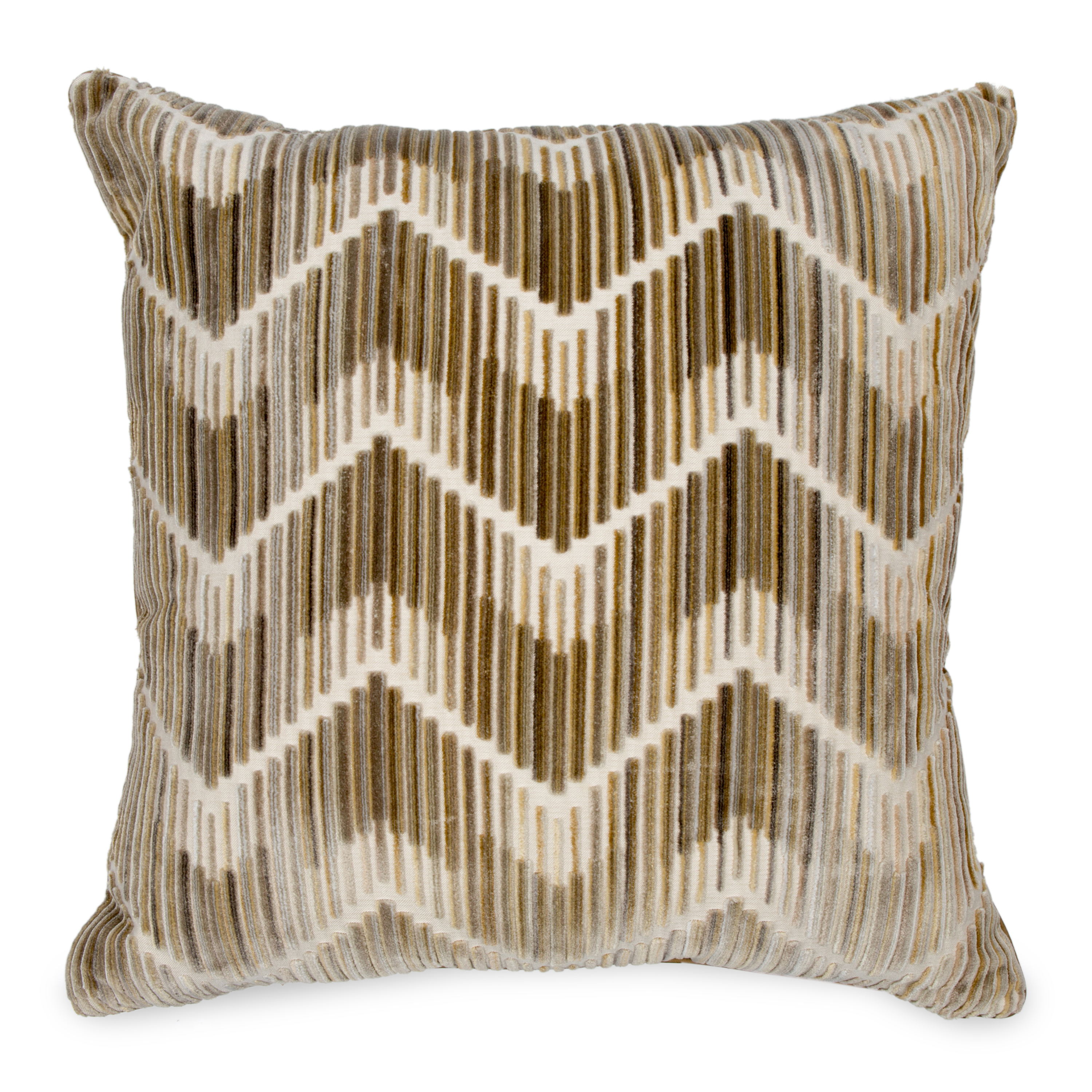 The Velvet Zigzag Pillow features a flame stitch pattern in luxury velvet.