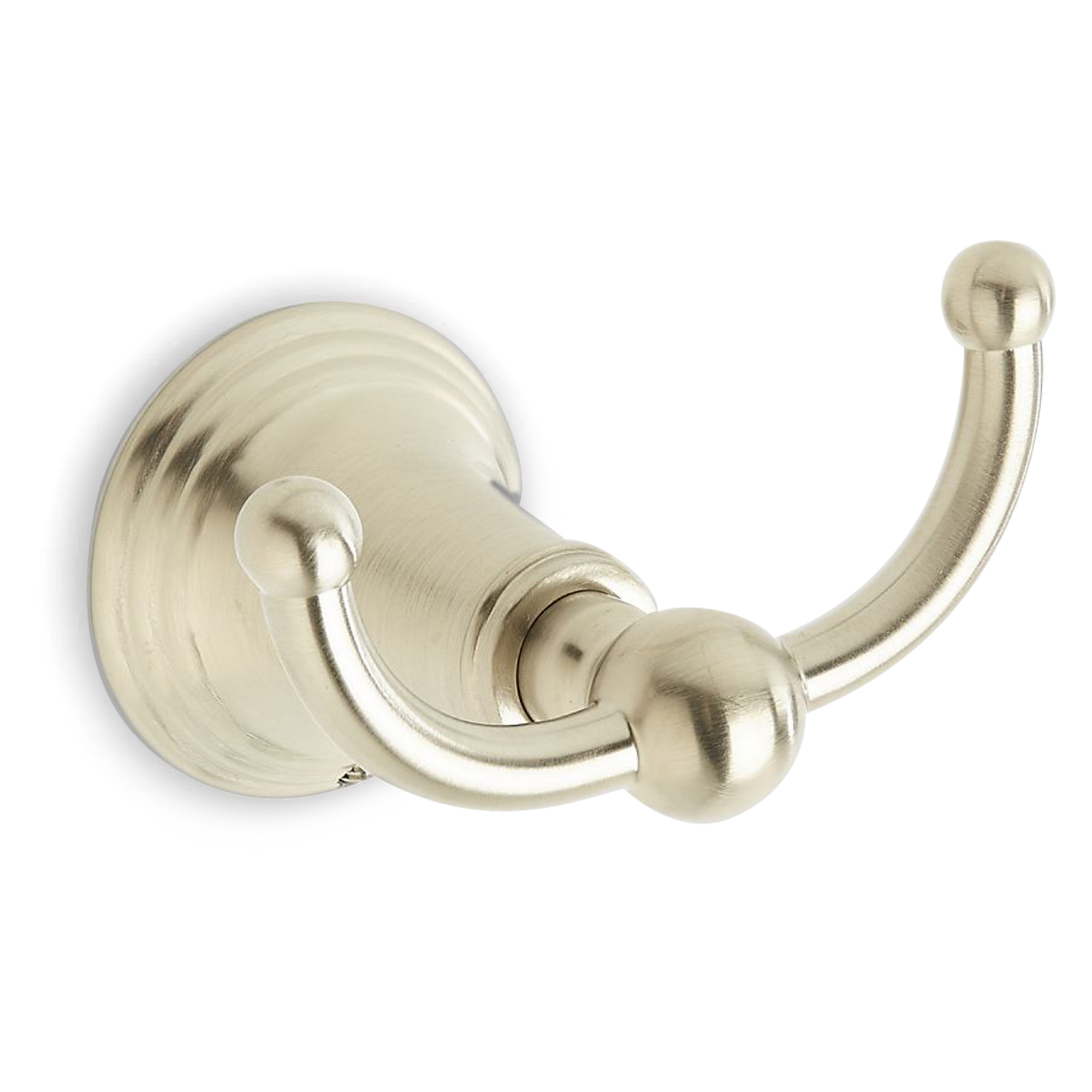 Finished in polished chrome and available in multiple finishes, our Madille double robe hook, features an elegant ridged pattern at its base.