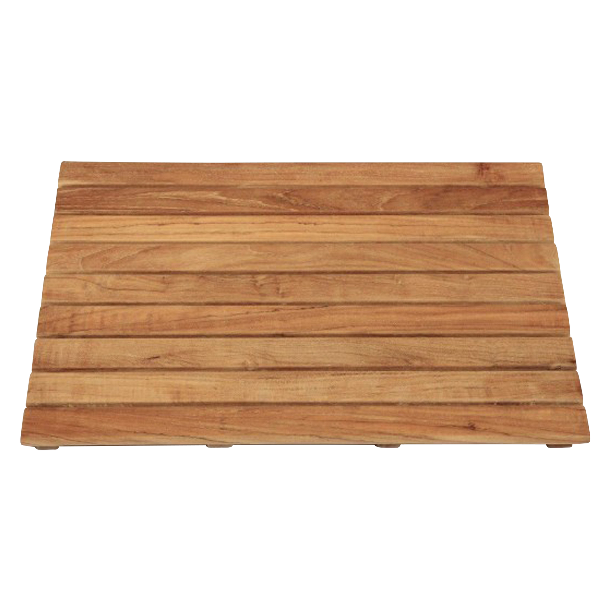 The Teak bathmat may be used inside or outside the shower.