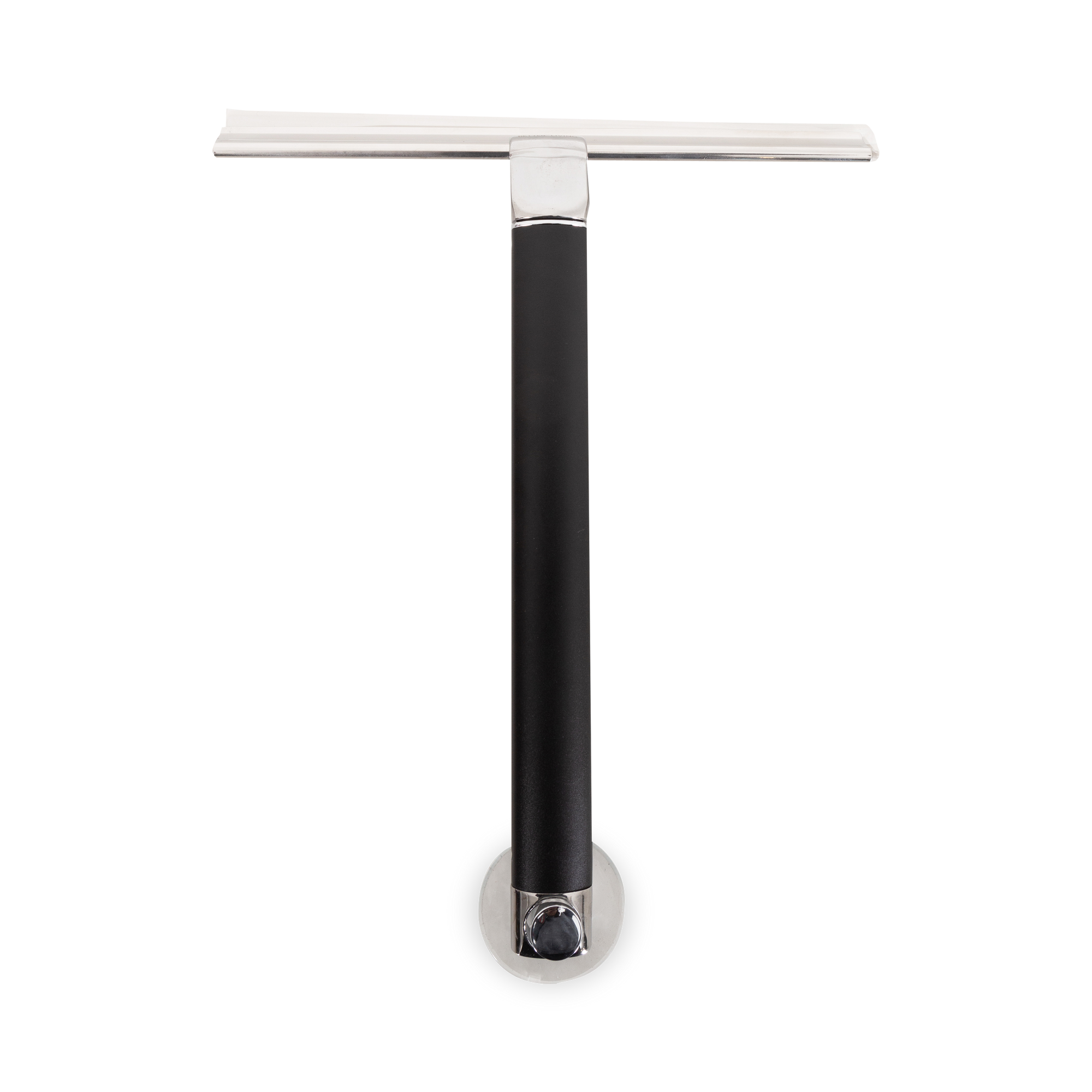 Ergonomically curved handle extends squeegee to 18