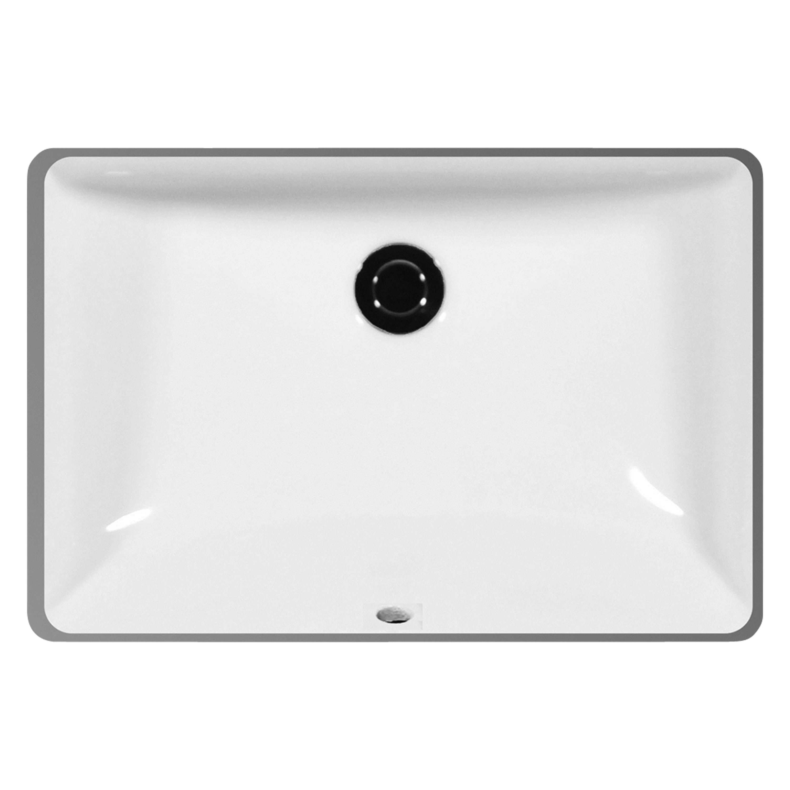 Rectangular undermount basin with overflow.