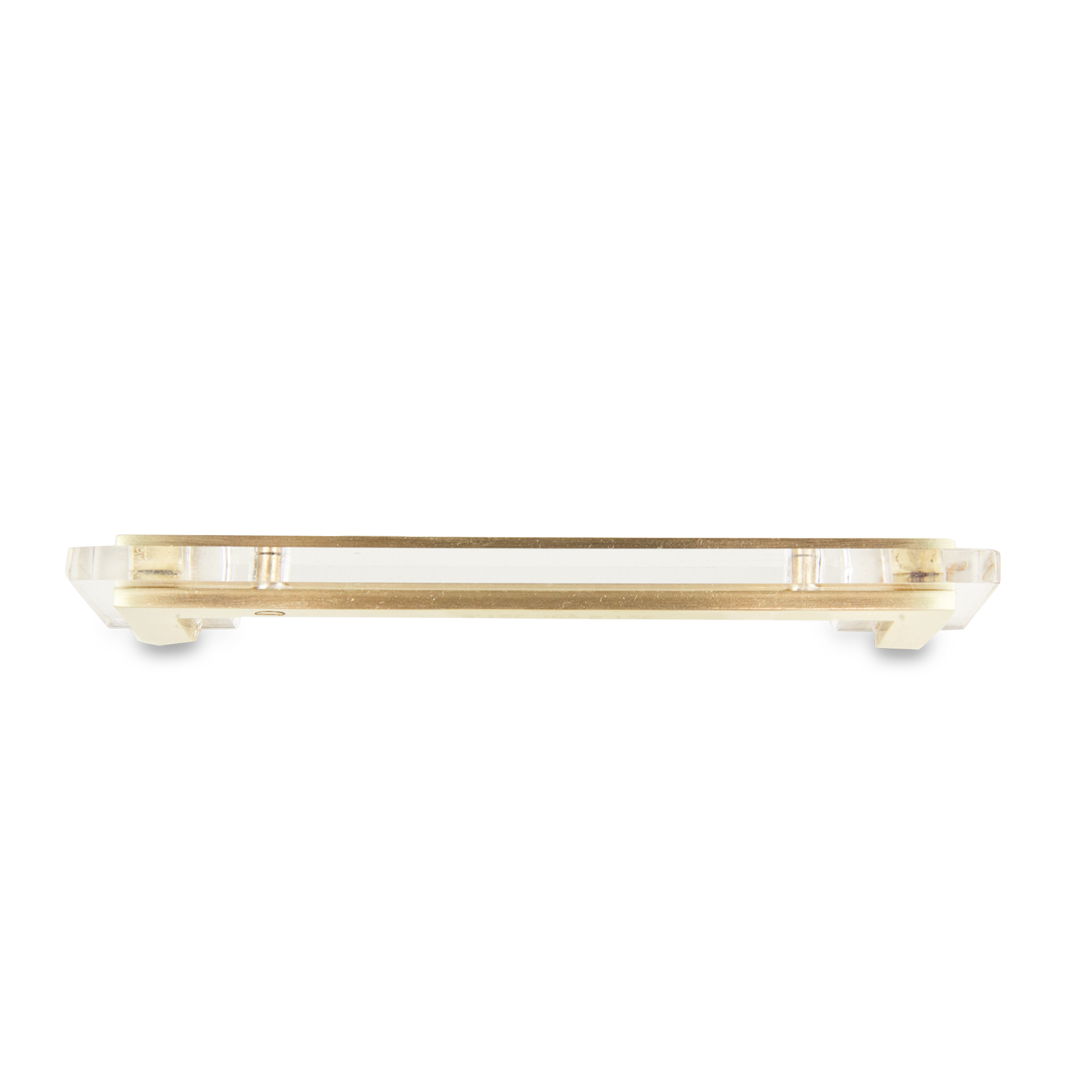 The Transparency Pull is a brass and acrylic handle that adds a bit of sparkle to case goods and cabinetry.