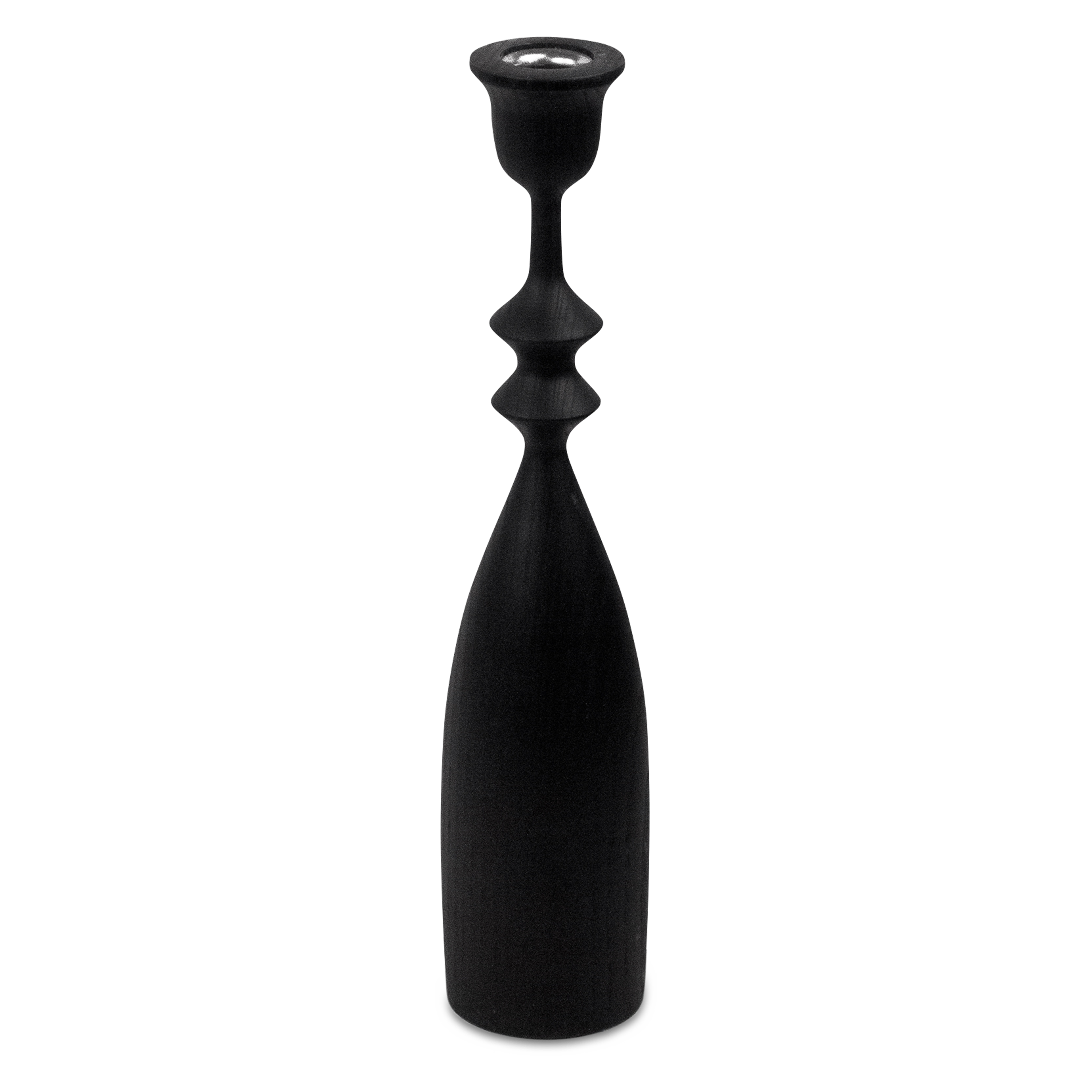 The Elsa candleholder is characterized by rounded curves juxtaposed with geometric edges.