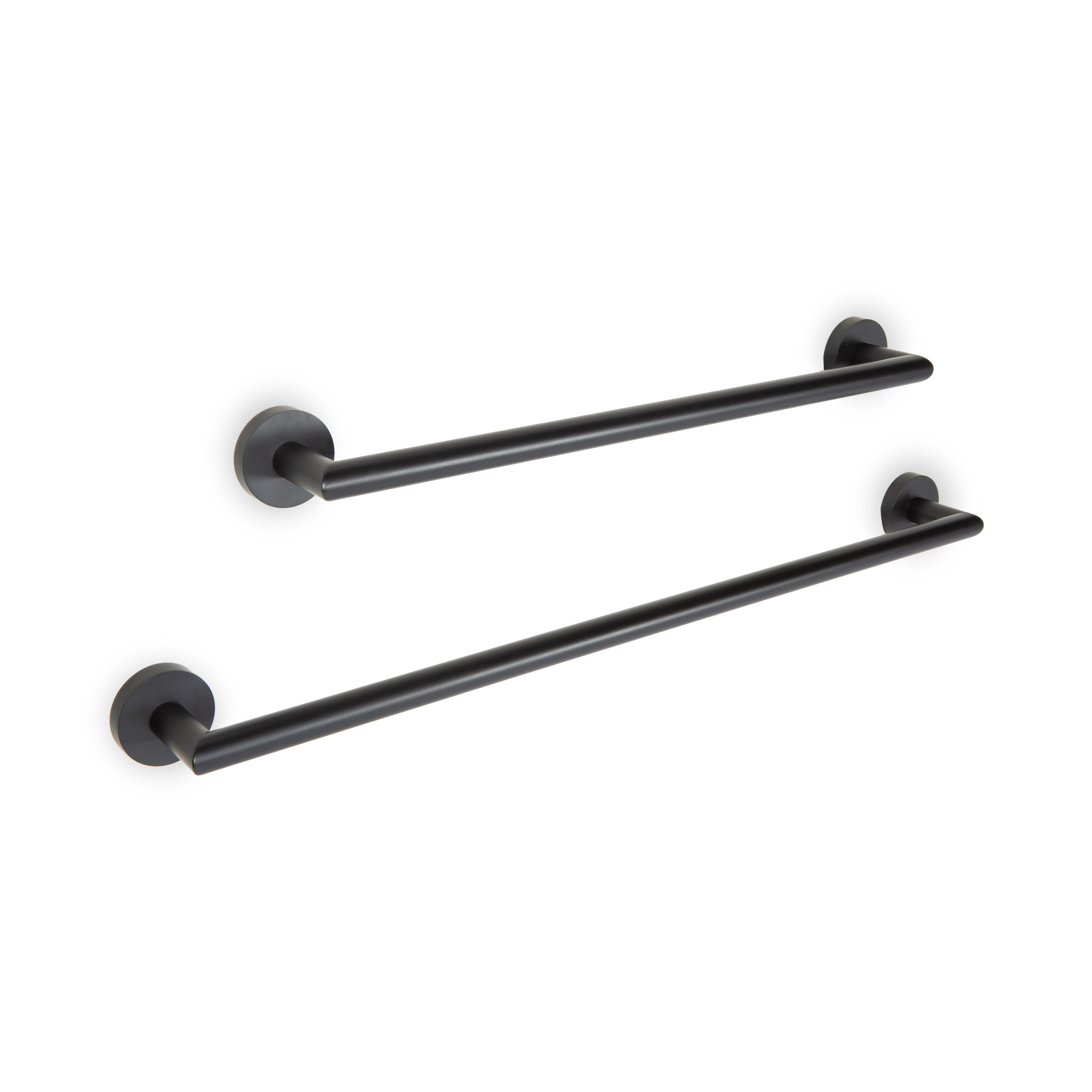 A cylindrical towel bar available in 18" or 24" lengths.