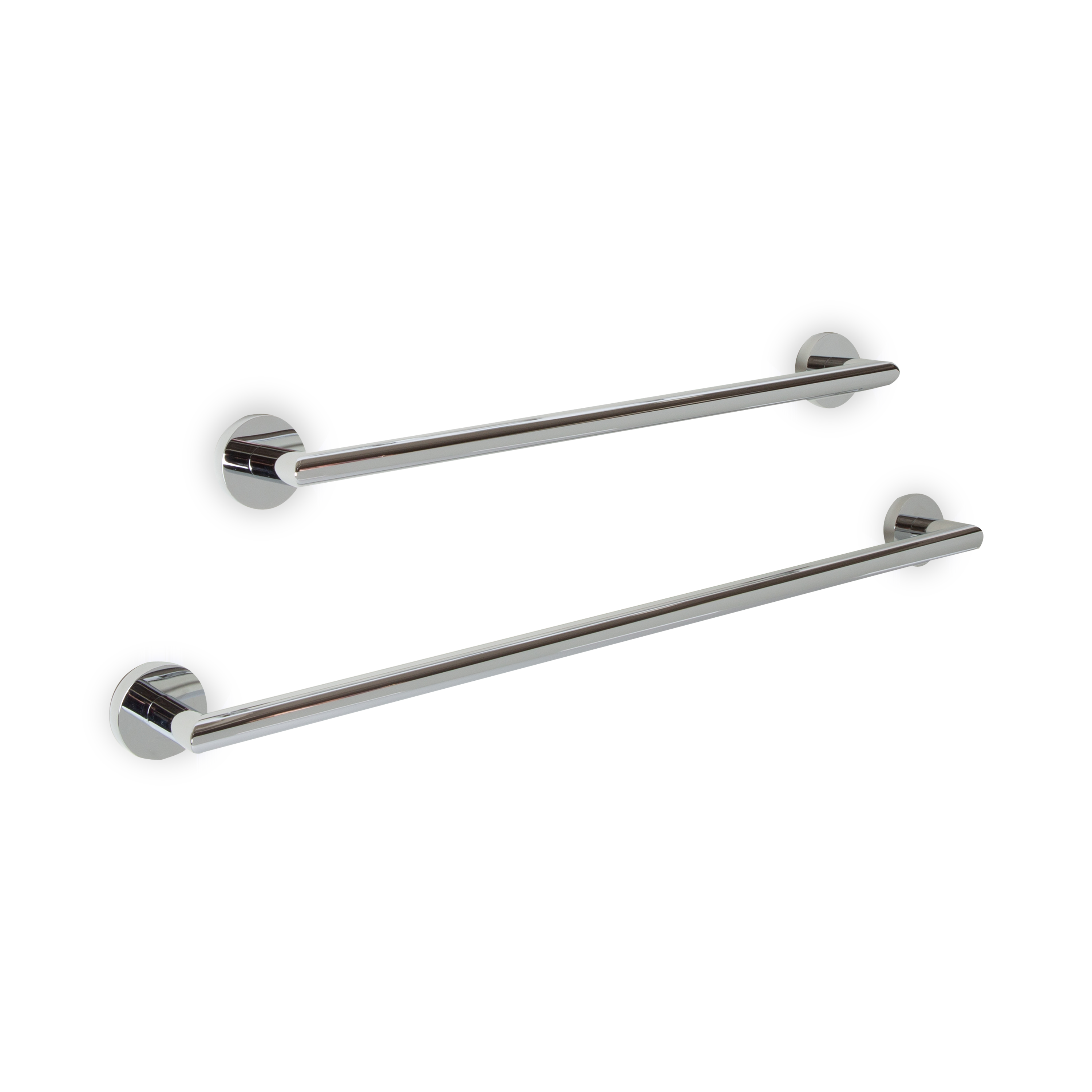 A cylindrical towel bar available in 18" or 24" lengths.