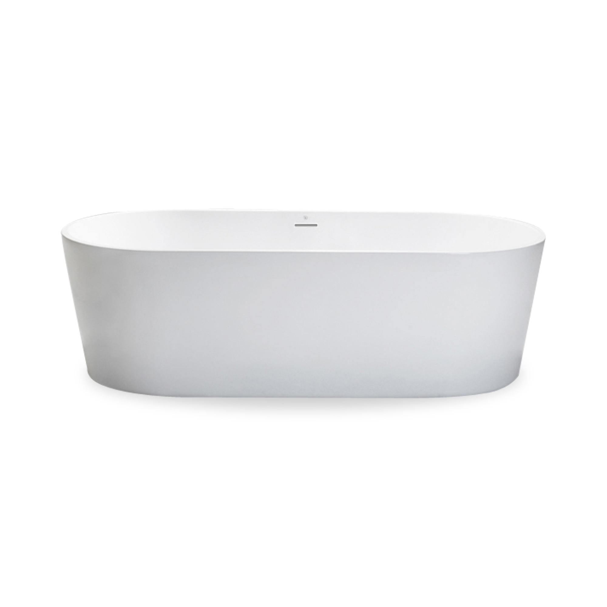 Designed with a sleek, thin profile rim, the classic soft curves of this freestanding acrylic bath lend a sophisticated edge to any modern or transitional bathroom.