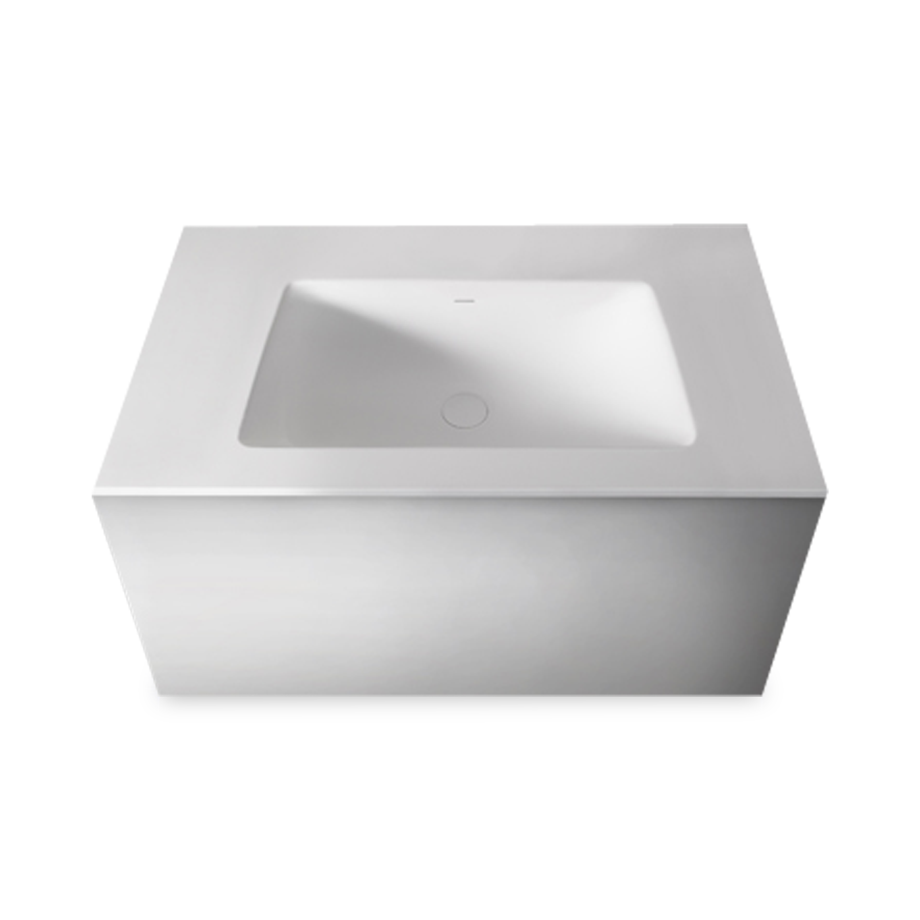 VANITY: Wall-mounted vanity with deep drawer and slim drawer insert.