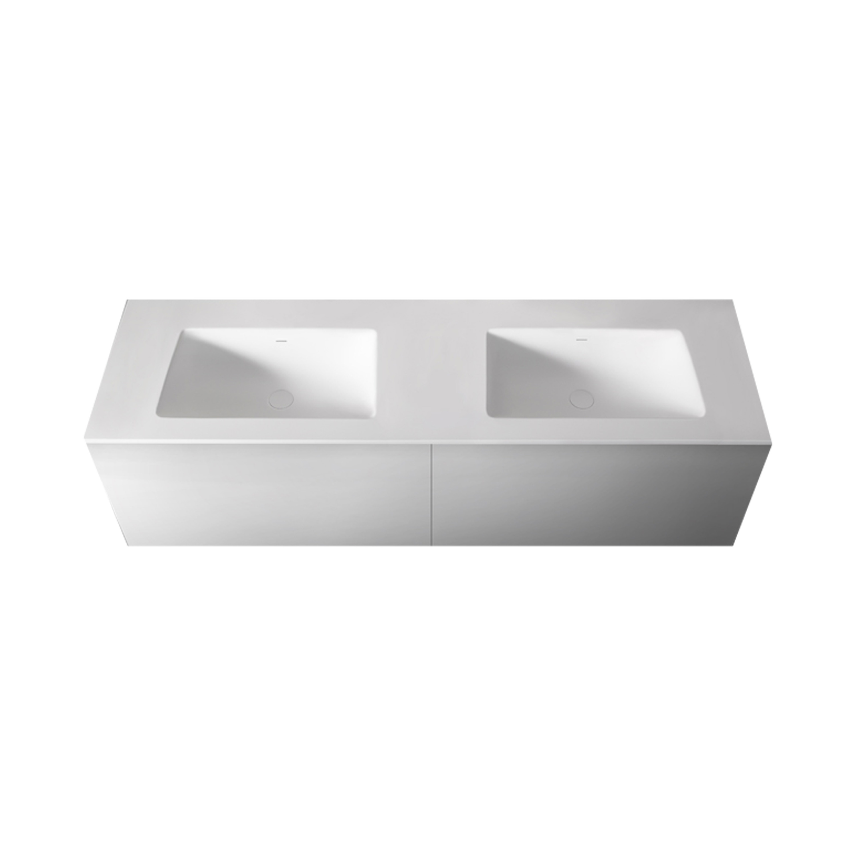 VANITY: The 51 Full Series 1800 Vanity is wall-mounted with two deep drawers and slim drawer inserts.