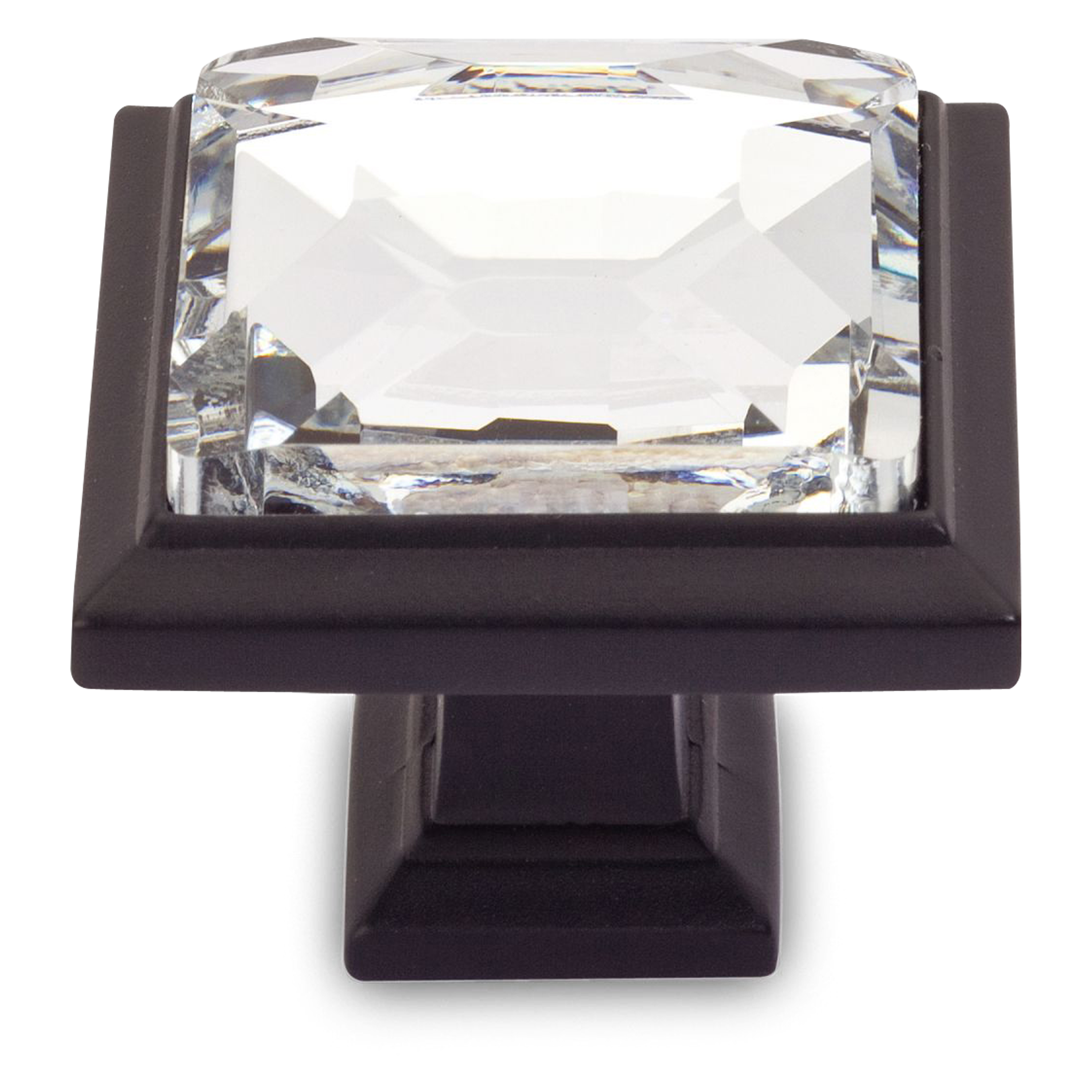 A glamorous traditional square knob with European crystal stone.