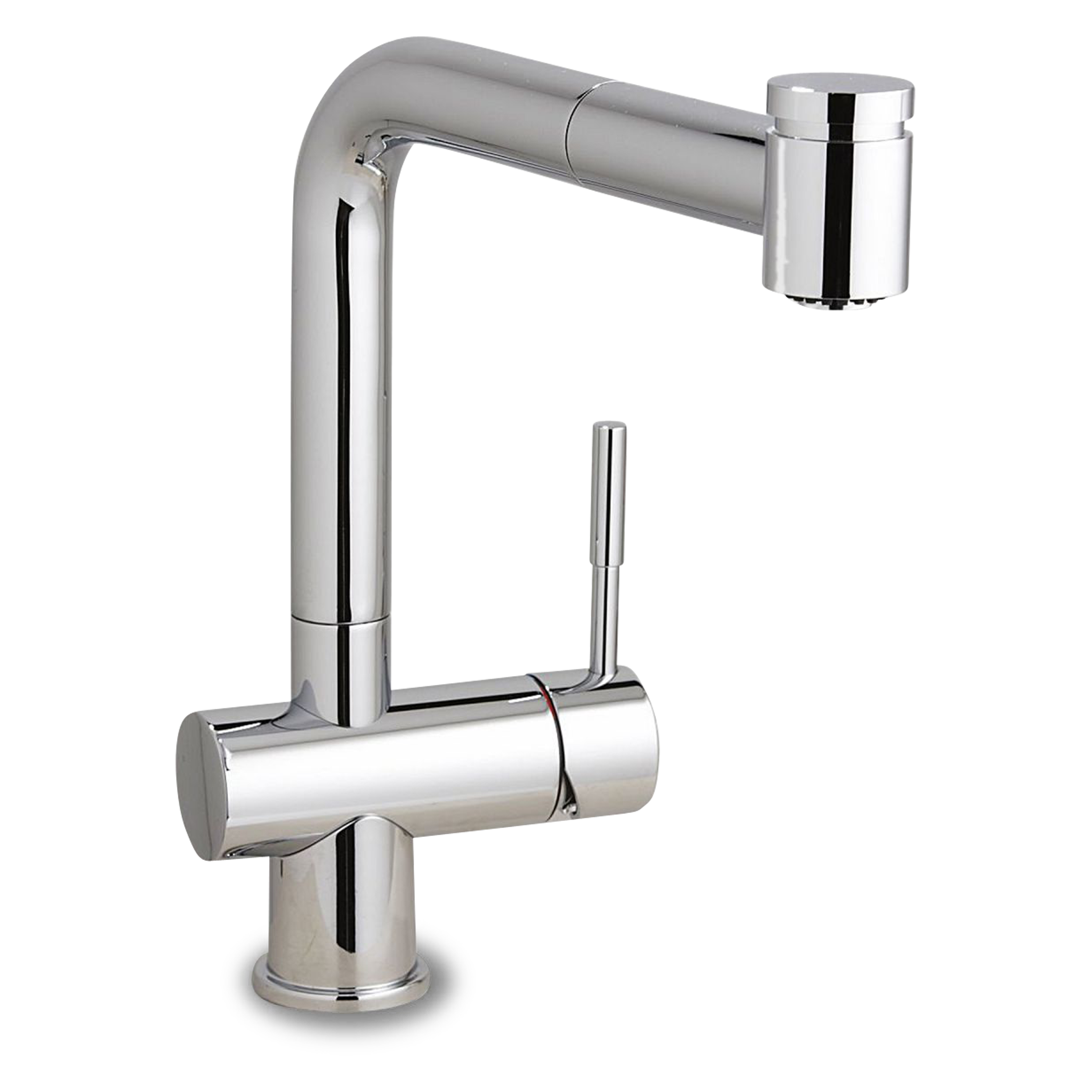 The Gessi Oxygene Faucet (Pull-Out) adds a modern touch to any kitchen with its seamless lines and curved cylindrical shape.