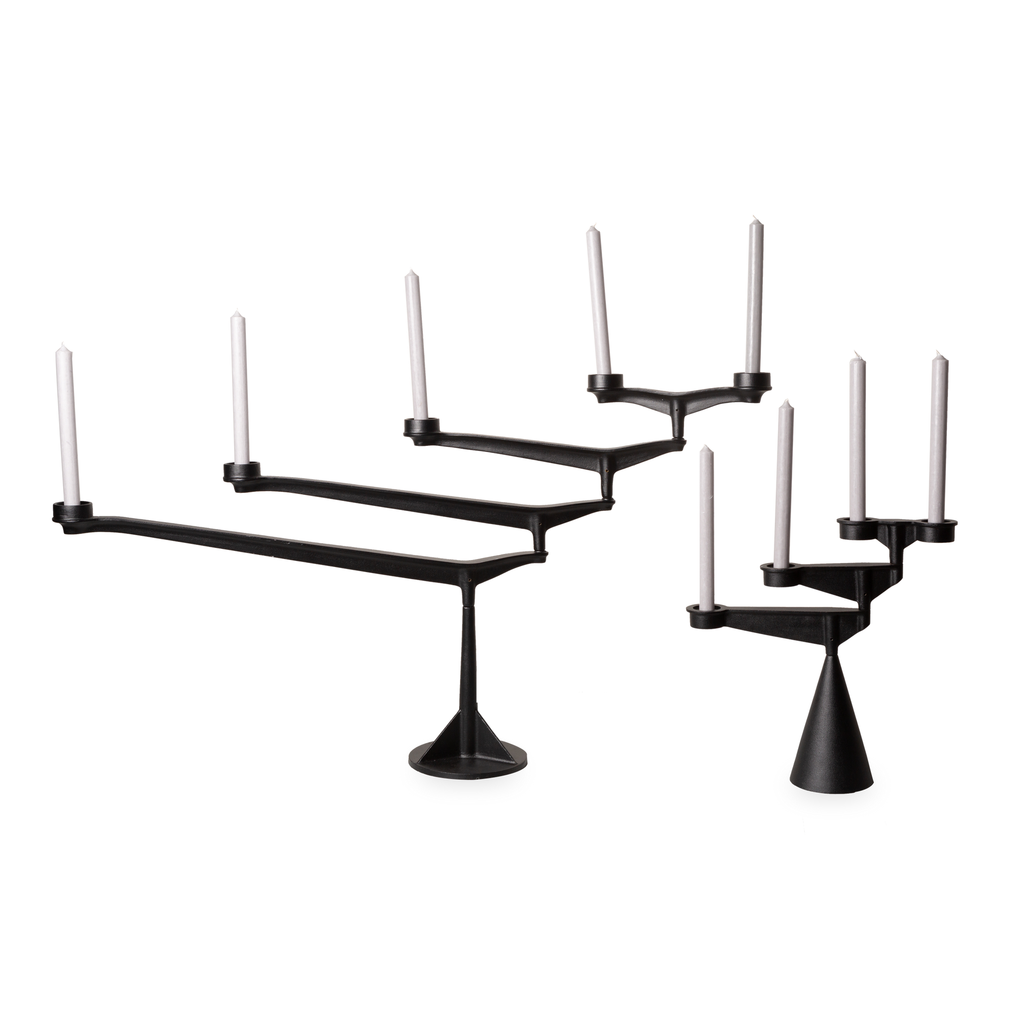 The Spin Candleholders are an industrial-strength piece of table-top engineering designed to act as a kinetic centerpiece and produce infinite arrangements.