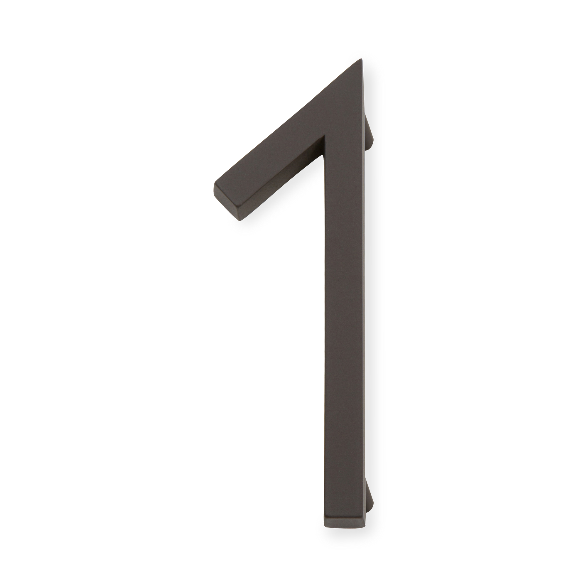 A seamless oil rubbed bronze house number written in a narrow and modern font.