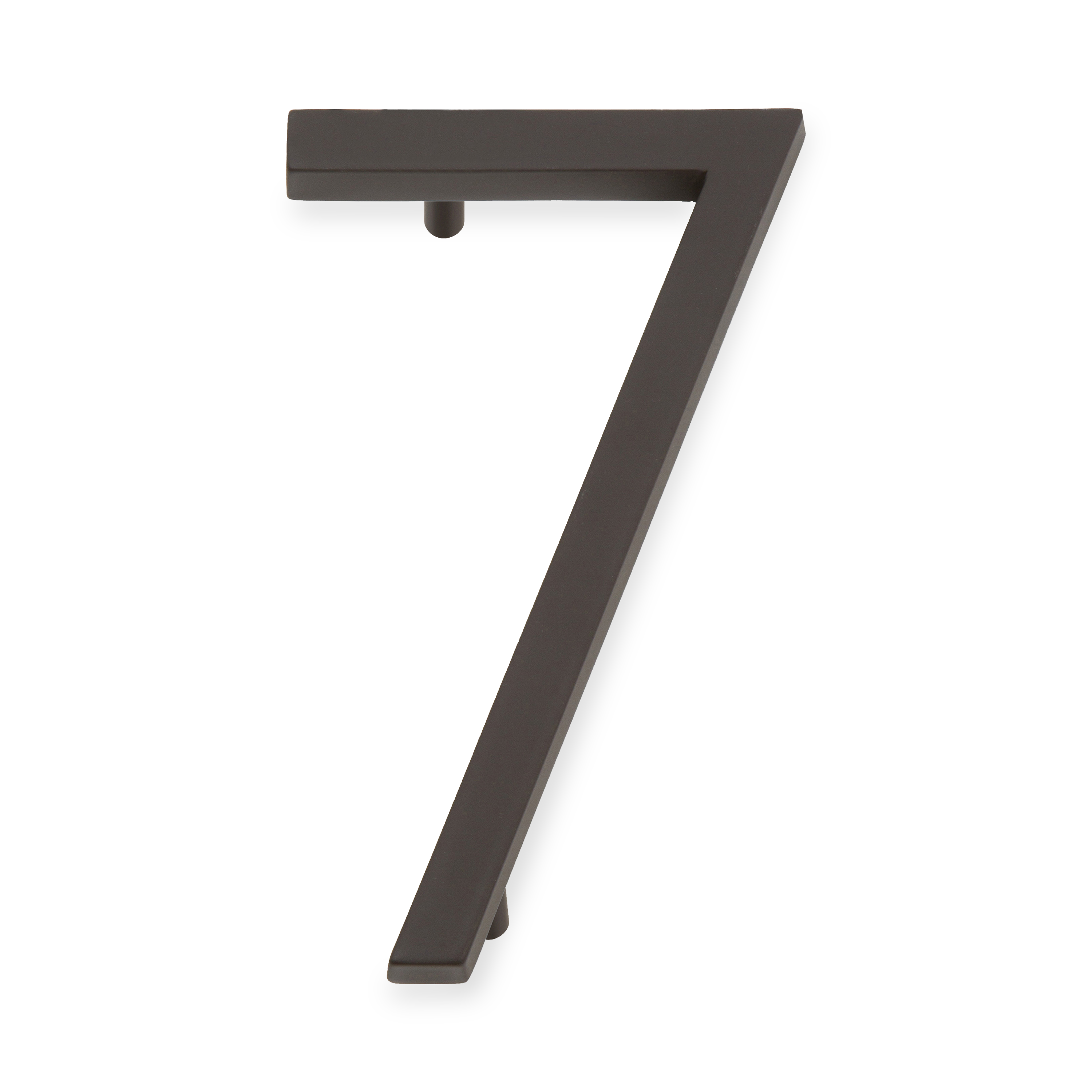 A seamless oil rubbed bronze house number written in a narrow and modern font.
