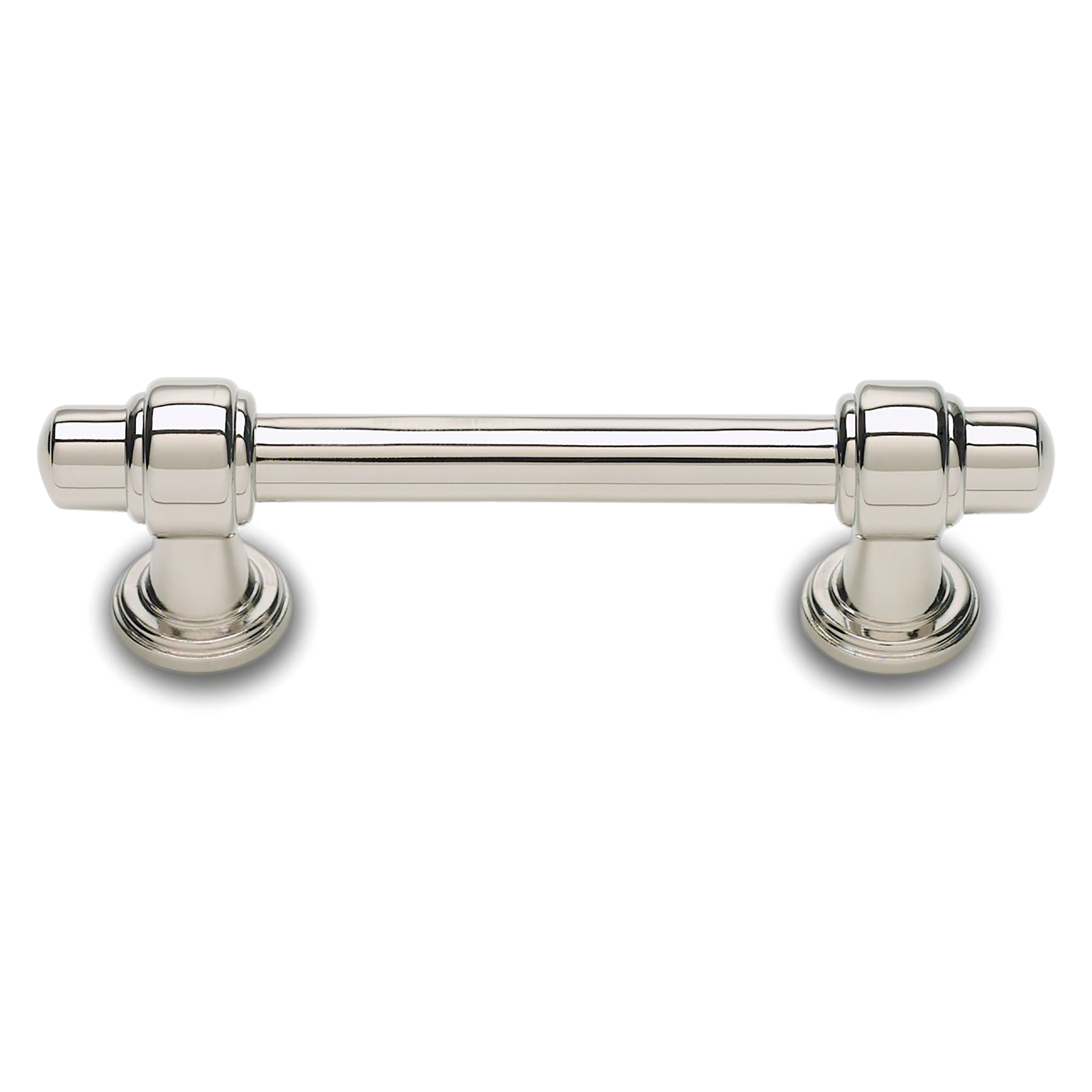 A contemporary pull with edged bar and handle details.