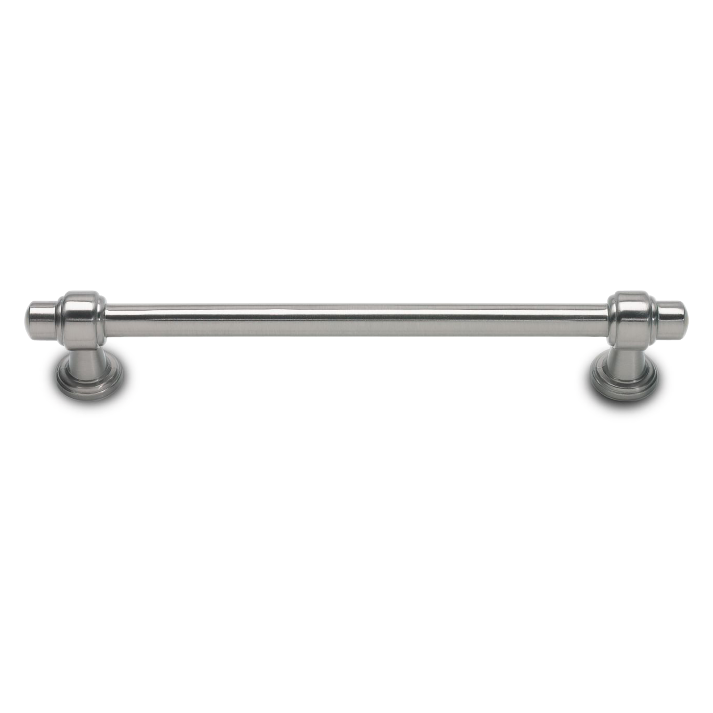 A contemporary pull with edged bar and handle details.